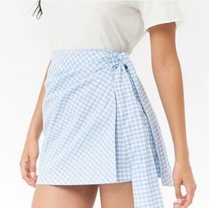 Free  With Purchase NWOT F21 Blue Gingham Wrap Skirt
